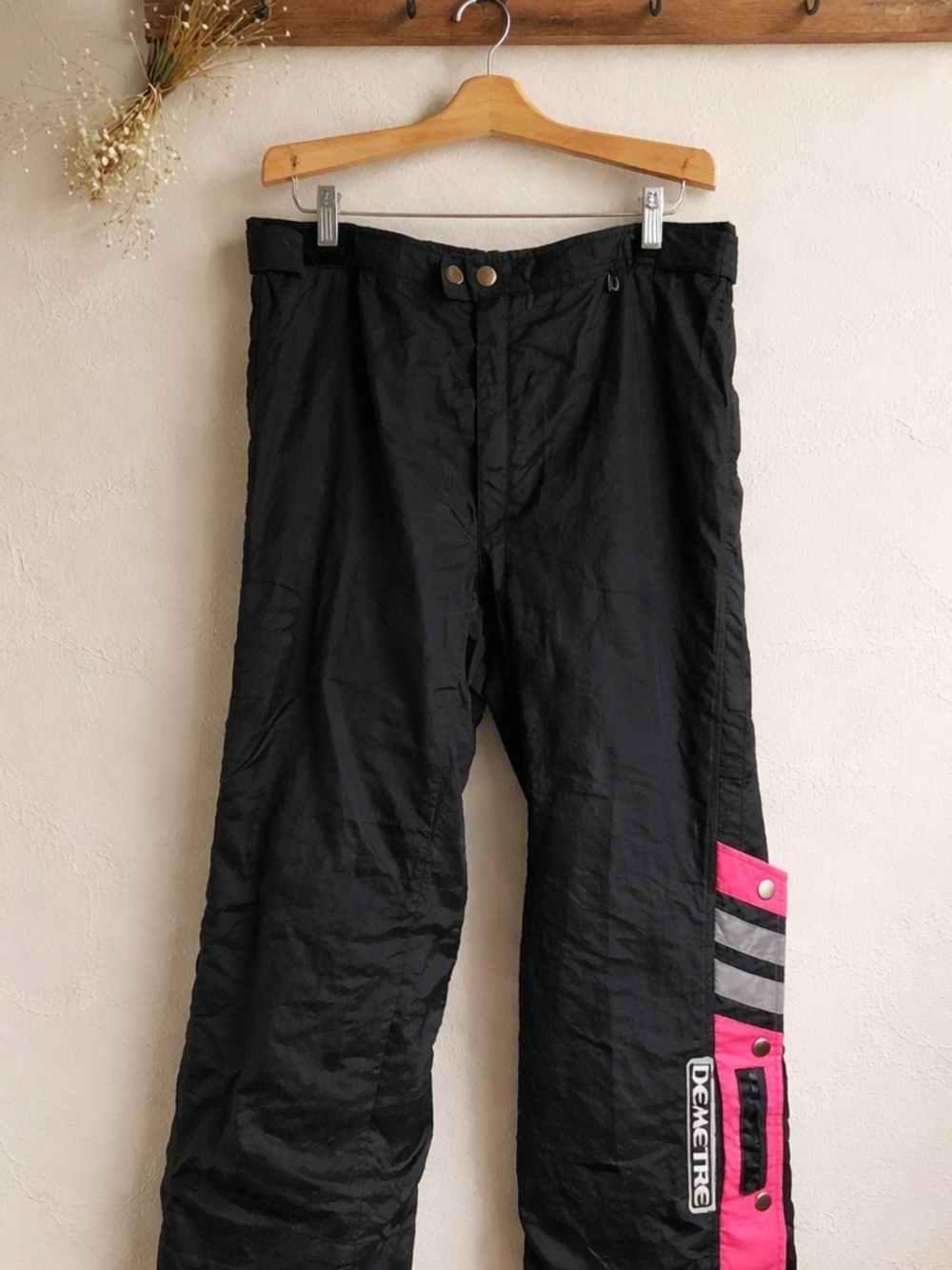 Demetre Men's Black Jogger Pants with Pink Accent
